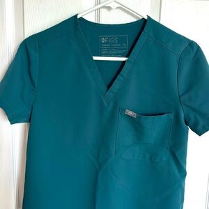 Figs teal scrub top